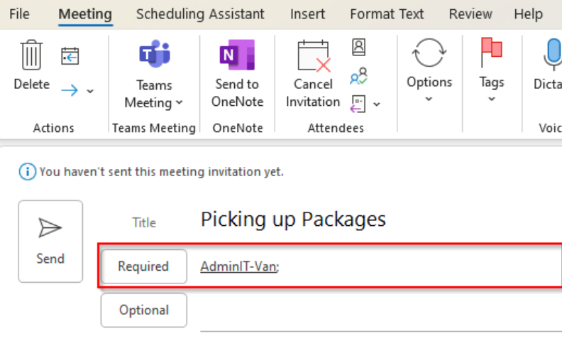 Outlook Meeting Invite Required Attendees