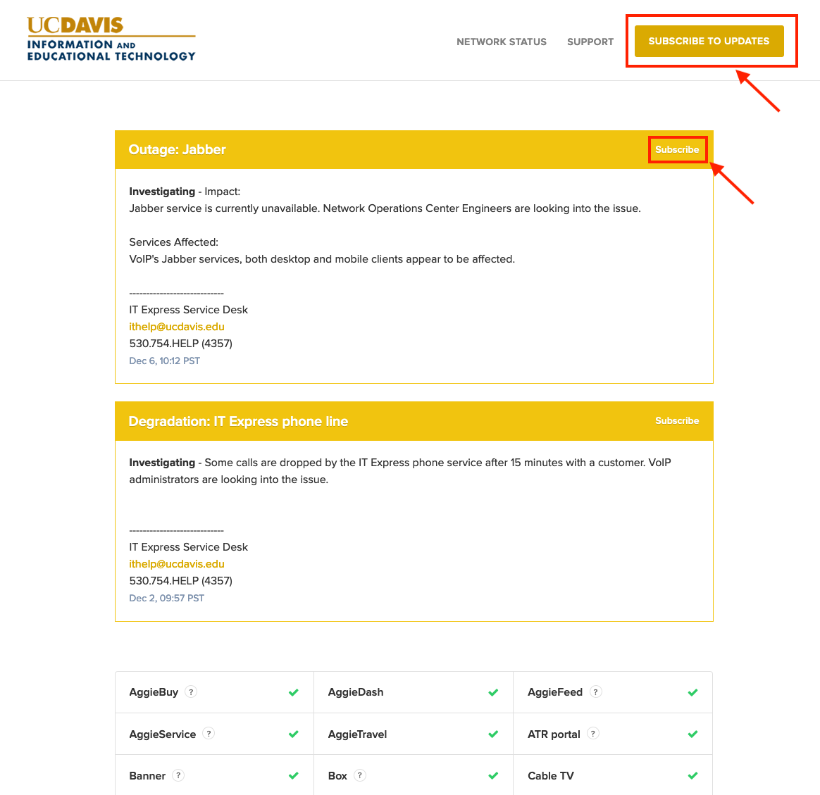 Status Page Sample