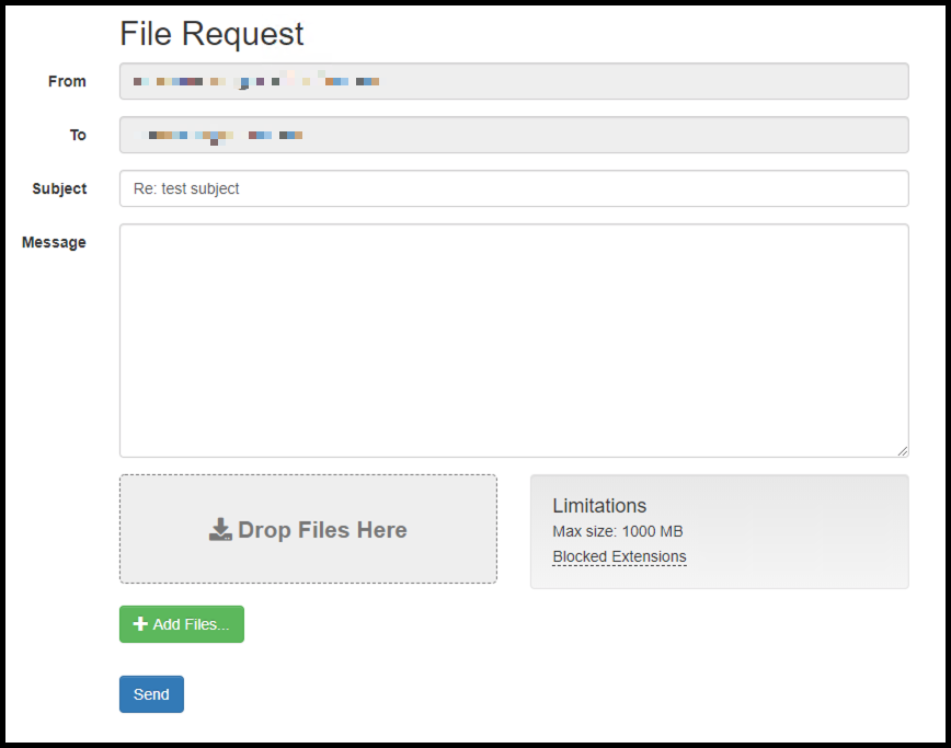 User File Request Screen